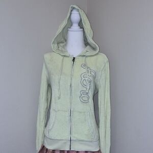 Vintage Aeropostale Women's Yellowhighlighter  Zip-Up Hoodie
